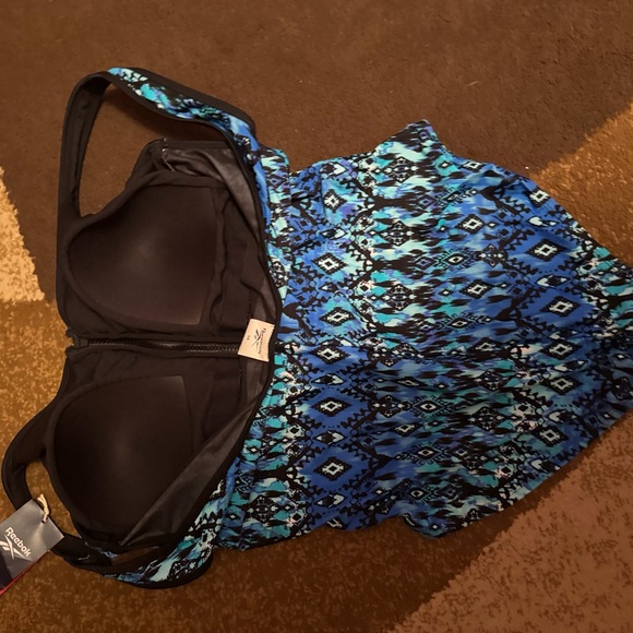 Reebok Blue and Black Patterned One Piece Swimsuit - Picture 4 of 5